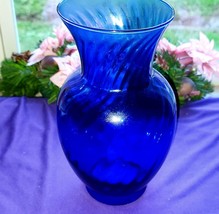 Vintage Indiana Glass Cobalt Blue ILLUSIONS Collection, 9-inch Vase #30184 - $23.00