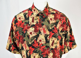 Natural Issue Hula Girl Hawaiian Shirt Black Red Floral Hibiscus All Over XL - $32.18