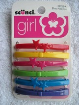 6 Scunci Bright Colors All Plastic Flat Tight Hair Barrettes Clips Pins ... - $8.00