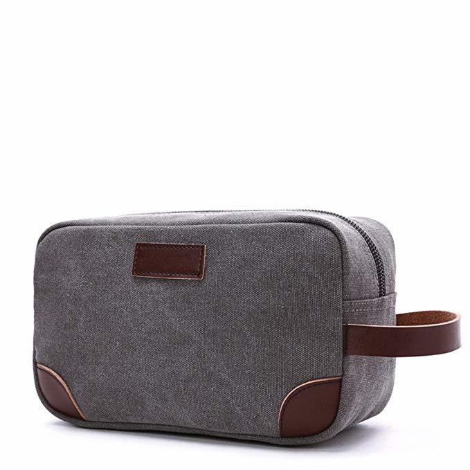 Men's Travel Toiletry Organizer Bag Canvas Shaving Dopp Kit Make Up