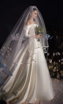 Cathedral Length Wedding Bridal Veil Full Edge Tulle White Veils Wedding Photo  image 2