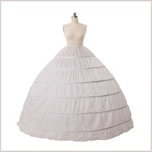 White Ball Gown Crinoline 6 Hoops Under Skirt 1 Layer Wedding Dress Petticoat