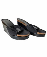 Donald J Pliner Black Slip On Wedge Sandal-Fabric &amp; Patent Leather-Women... - $37.96