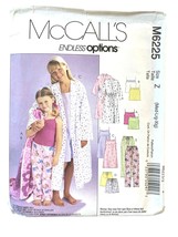 McCalls Sewing Pattern 6225 Robe Pajamas Nightgown Girls Size M-XL 7-16 - $8.99