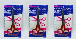 LOT OF 3 Allary Kids Scissors 4 1/2" EZ Grip Handles - Red - $6.92
