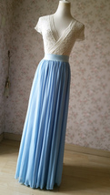 Blue Wedding Chiffon Skirt Flowy Blue Bridesmaid Chiffon Skirts Plus Size image 4