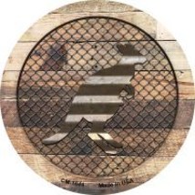 Corrugated Kangaroo on Wood Novelty Metal Mini Circle Magnet CM-1044 - $12.95