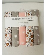 NEW~ Modern Moments by Gerber Baby &amp; Toddler Flannel Blankets, 5-Pack, 3... - $19.79