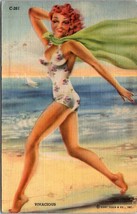 Vivacious Bathing Suit Beauty Beauties Curt Teich Linen c1940 postcard HQ15 - $7.91