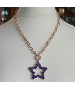 ROSE BRONZE REBECCA NECKLACE BIG STAR WITH PURPLE CRYSTAL CT 20.00 MADE ... - $117.34