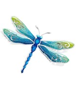 Dragonfly Wall Plaque 15&quot; long Blue Green Metal with Wing Cut Outs Silve... - $31.68