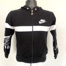 Nike Black White Just Do It Cotton Full Zip Up Hoodie Boys Size Small - $19.79