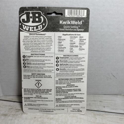 JB Weld 8276 KwikWeld Quick Setting Steel Reinforced Epoxy - Dark Grey 2 oz