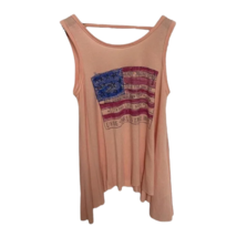 Jessica Simpson Girls Tank Top Pink Sleeveless Scoop Neck USA Flag L New - $15.19