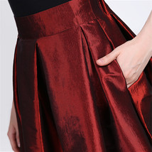 Grace Emerald GREEN A Line Long Skirt Taffeta Holiday High Waist 40in,Plus image 9