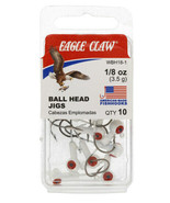 Eagle Claw Ball Head Fishing Jig Hooks, White, 1/8 oz, Pack of 10 - $5.95