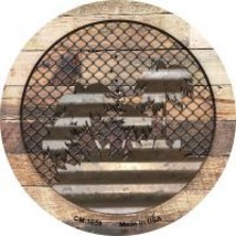 Corrugated Palm Trees on Wood Novelty Metal Mini Circle Magnet CM-1059 - $12.95