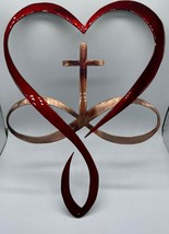 Heart Cross Infinity Symbol Metal Wall Art 2 Toned  Red Heart 15&quot; x 11 1/2&quot; - $41.32