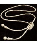 Double knot imitation pearl tassel long necklace - $3.99+