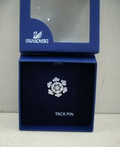 Swarovski Christmas Snowflake Crystal Pin Tack Silver Finish In Gift Box - $40.38