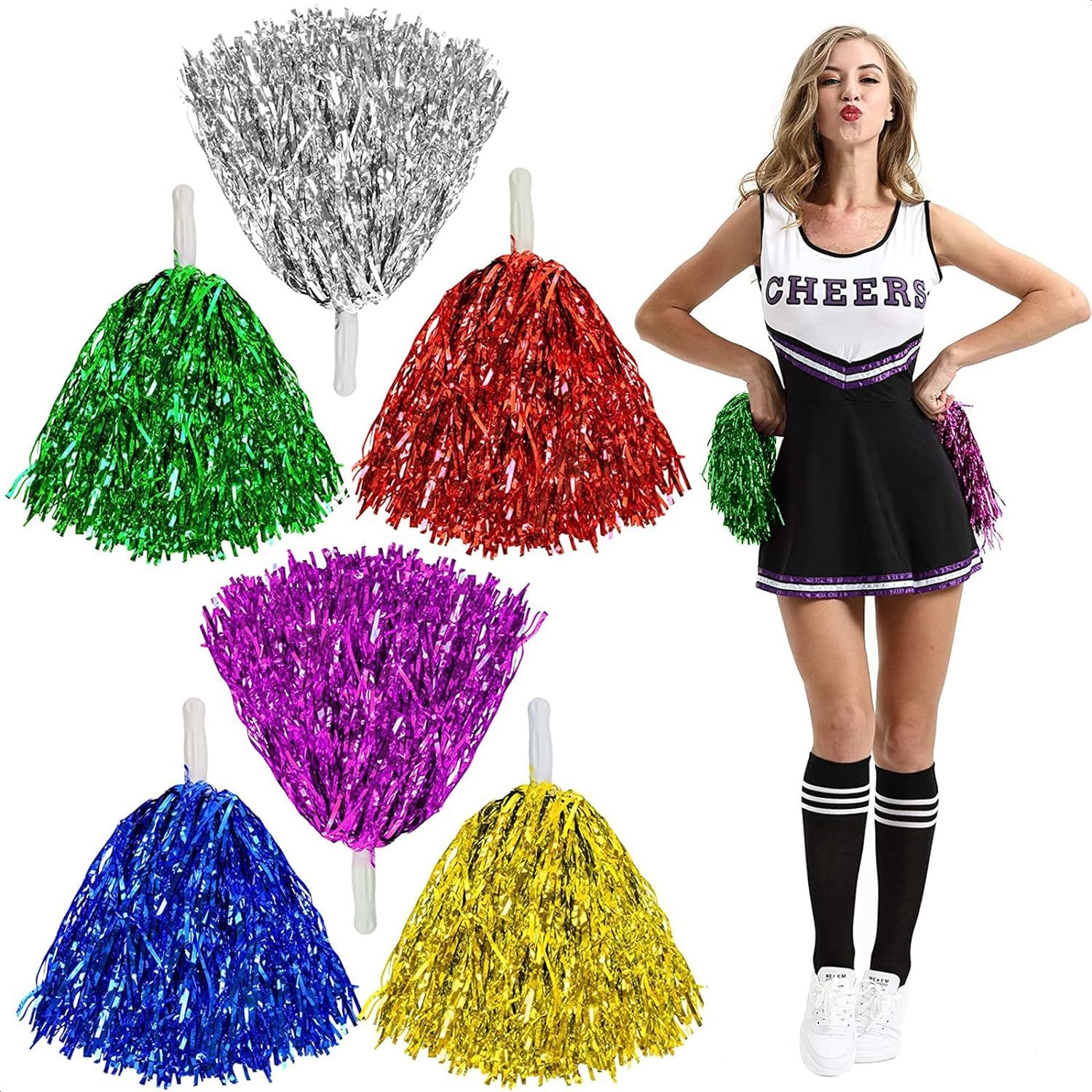 6 inch Solid Metallic Dance and Cheer Athletic Pom One Size | Just for Kix | Pom for Dance and Cheer