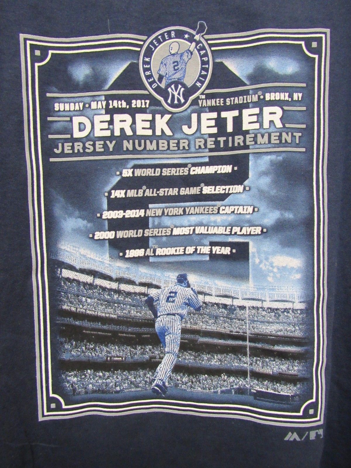 NEW WITH TAGS MAJESTIC NEW YORK YANKEES DEREK JETER JERSEY STITCHED 2 XL  ADULT