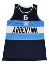 Manu Ginobili #5 Argentina New Men Basketball Jersey Navy Blue Any Size image 4