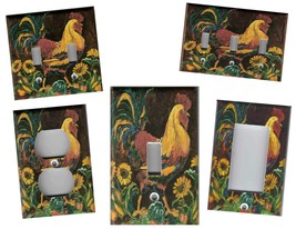 ROOSTER WITH SUNFLOWERS Kitchen Home Wall Decor Light Switch Plates and ... - $7.20+