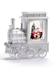 Silver LED Train Water Lantern and Projector 6.63" High with Snowmen and Glitter