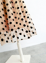 Summer Khaki Polka Dot Skirt Outfit Women A-line Organza Midi Pleated Skirts image 7