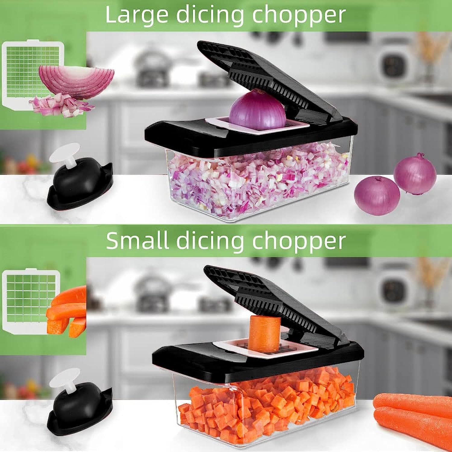 Vegetable Chopper, Pro Onion Choppers, Multifunctional 15 in 1 Food Slicing  with 8 Blades, Kitchen Shre Dicer Cutter, Spiralizer, Lemon Squeezer, Egg