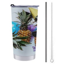 Mondxflaur Pineapple Steel Thermal Mug Thermos with Straw for Coffee - $20.98