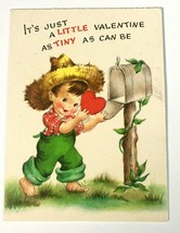 Hallmark Hall Brothers Little Barefoot Boy W/ Straw Hat Valentines Card SV201-7 - $8.35