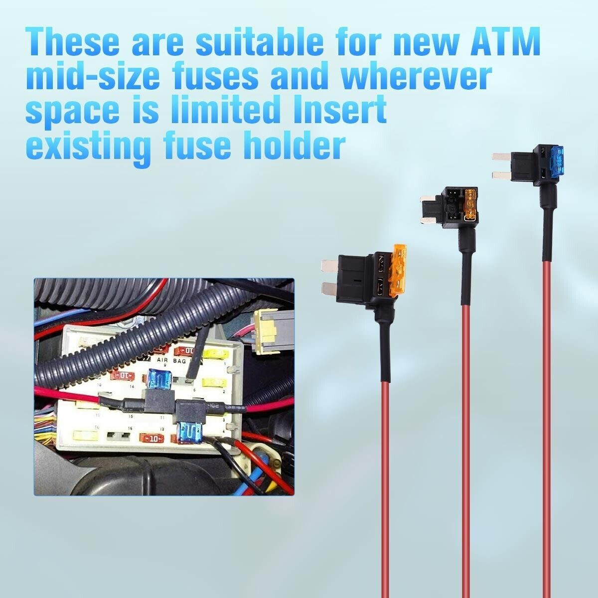 10Pack Automotive Car Fuse Tap To Add On A Device Dual Circuit Adapter