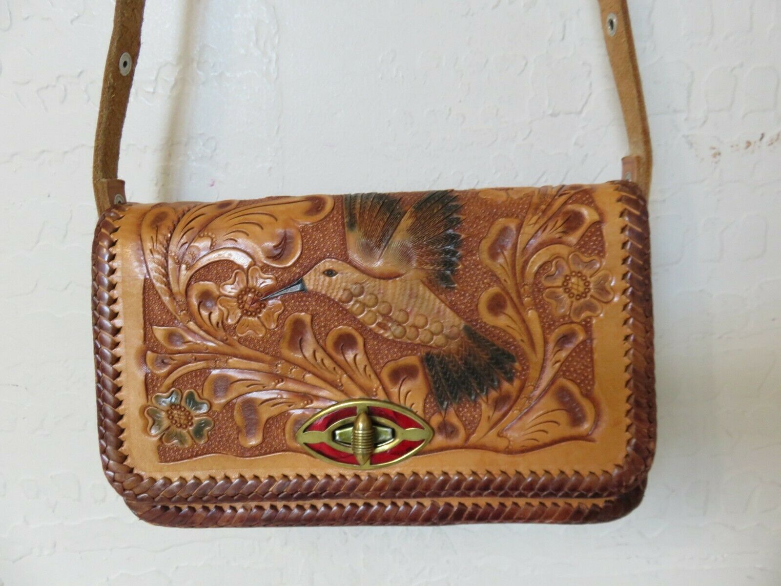 Vintage Leather Hand Tooled Hummingbird and and 50 similar items