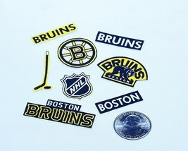 8 Pc  Boston Bruins NHL Fabric Iron On Appliques, Cotton Fabric, Fray Check Edge - $6.00