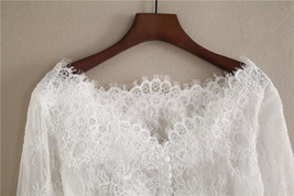White Off Shoulder Long Sleeve Floral Lace Top Wedding Bridal Lace Crop Top Plus image 2
