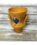 Stamped Made Italy Pottery Vase Urn Shaped Floral Design - $14.01