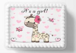 Baby Girl Pink Giraffe Themed Baby Shower Birthday Edible Image Edible C... - $16.47