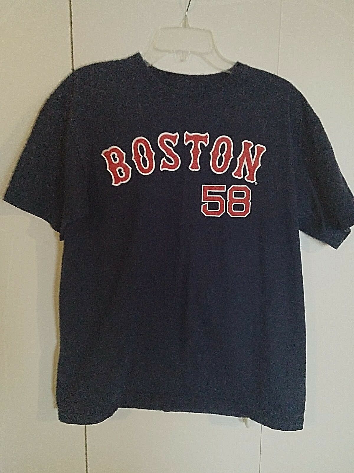 Primary image for MLB GENUINE MERCHANDISE MEN'S NAVY RED SOX TEE-L-#58-PAPELBON-GENTLY WORN-COTTON