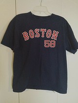 Mlb Genuine Merchandise Men's Navy Red Sox TEE-L-#58-PAPELBON-GENTLY WORN-COTTON - $5.99