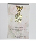 Bingo Angel Pin brooch hatpin lapel Gold Crystal Bingo Card - $3.95