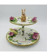Vintage Avon Springtime Ceramic Tier Serving Tray Embossed Floral Bunny ... - $64.35