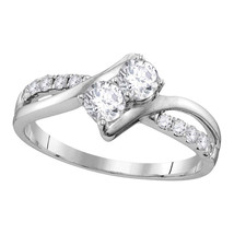 10kt White Gold Round Diamond 2-stone Bridal Wedding Engagement Ring 1/2 Ctw - $949.00