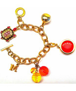 AUTHENTIC MISSONI JEWELRY PINK TURTLE LOGO GOLD CHARM BRACELET 8&quot; W/ PER... - $79.99