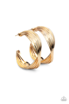 Paparazzi Curves In All the Right Places Gold Hoop Earrings - New - $4.50