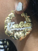 Personalized 14k Gold Overlay Name hoop Earrings xoxo Earrings 2 1/4 inch thick - $34.99