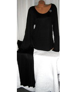 Black Pajama Set Stretch Harve Benard S Long Sleeves Long Pants Inseam 32&quot; - $29.99