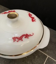Vintage 50s Fire King Red Dragon 1.5qt casserole with lid image 2