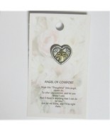 Angel of Comfort Pin Antique Silver and Gold Heart brooch hatpin lapel  - $3.95
